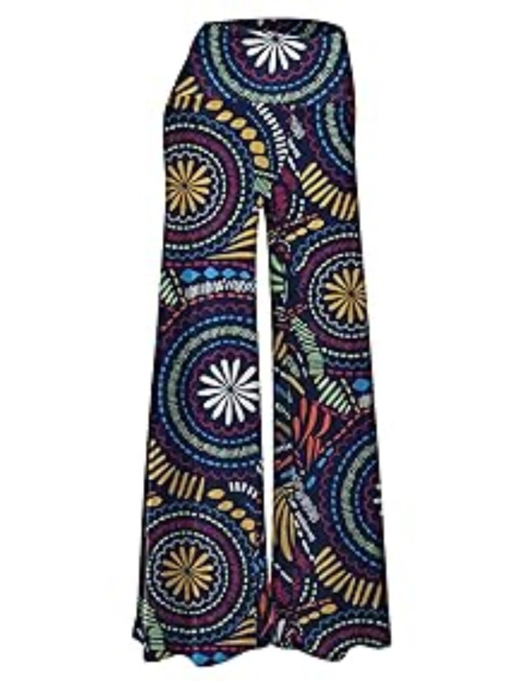 Arolina Stretchy Wide Leg Lounge Palazzo Flat Front Pants LNC 3X "Round Flower"